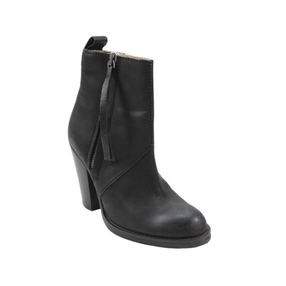 Acne Womens Leather Zippered High Heeled Ankle Boots Black Size 8